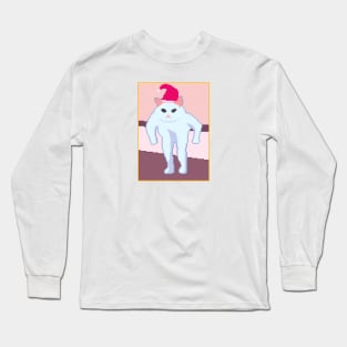 Funny Cat Meme Pixel art Christmas Long Sleeve T-Shirt